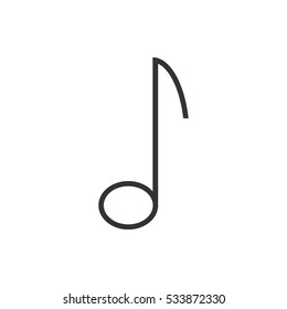 Music note icon flat. Illustration isolated on white background. Vector grey sign symbol