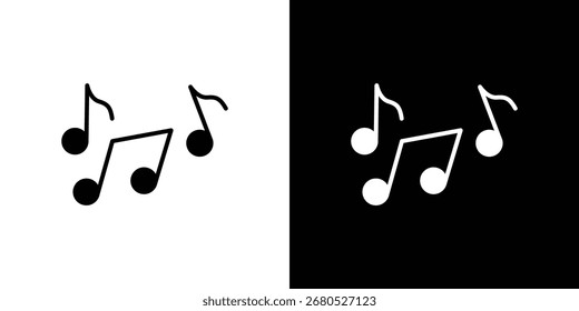 Icono de nota musical. colección de estilo plano y línea.
