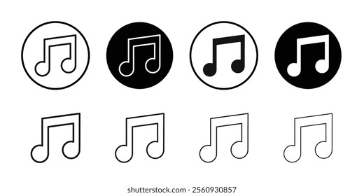 Music note icon Flat outline fill set collection