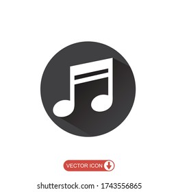 Notensymbol im flachen Stil. Sound Media Konzept für App und Web, Vektorgrafik isoliert auf weißem Hintergrund. Audiobusiness-Konzept