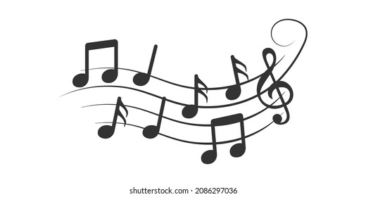 Music note icon in flat style. Song vector illustration on white isolated background. Musician sign business concept.