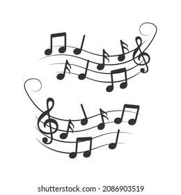Music note icon in flat style. Song vector illustration on white isolated background. Musician sign business concept.