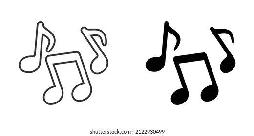 Music note icon in flat style. Song vector illustration on white isolated background. Musician sign business concept.