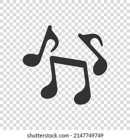 Music note icon in flat style. Song vector illustration on white isolated background. Musician sign business concept.