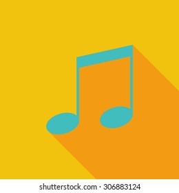 Music note icon. Flat vector related icon with long shadow for web and mobile applications. It can be used as - logo, pictogram, icon, infographic element. Vector Illustration.