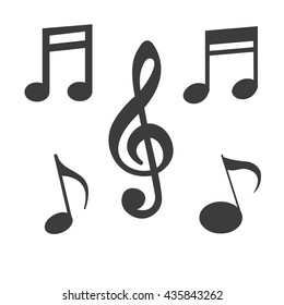  Music note icon. Flat vector illustration in black on white background. EPS 10