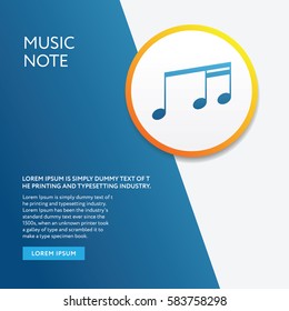 Music Note Icon. Graphic Flat Isolated on Info Board Background