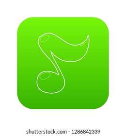 Music note icon green vector isolated on white background
