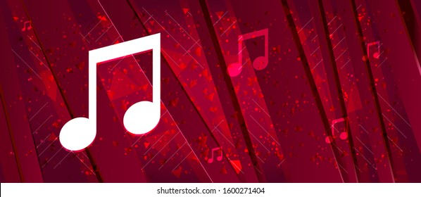 Music note icon isolated on Abstract design bright red banner background