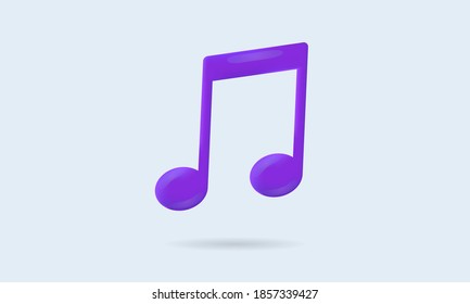 Music note icon isolated on light background. Sound and music concept design. 3D vector illustration.