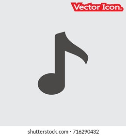 music note icon isolated sign symbol and flat style for app, web and digital design. Vector illustration.