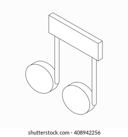 Music note icon, isometric 3d style