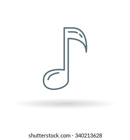 Music note icon. Music key sign. Melody symbol. Thin line icon on white background. Vector illustration.