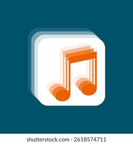 Music note icon with layers in square frame, vector illustration.
