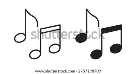 Music note icon, line pictogram on white.