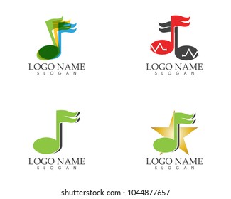 Music note icon logo design concept