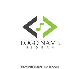 Music note icon logo design concept