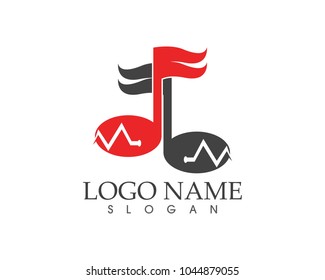 Music note icon logo design concept