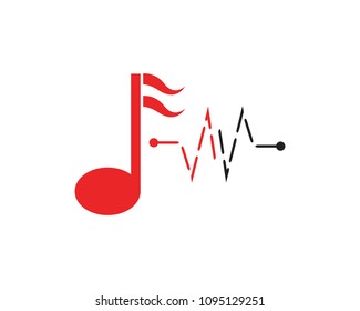 Music note icon logo design template
