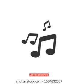 music note icon, melody or tune flat vector for musical apps and websites