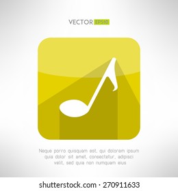 Music note icon in modern flat design. Radio station symbol. Vector illustration