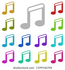 Music note icon in multi color style. Simple glyph vector of education set for UI and UX, website or mobile application