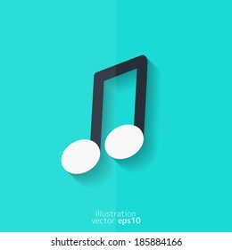 Music note icon. Musical background. Flat design.
