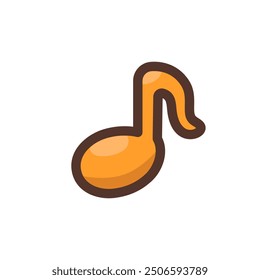 Music note icon. Musical sound, musical symbol, melody concept. Cartoon minimal style. Button app element design for logo or mobile app, web design. Vector illustration isolated on white background