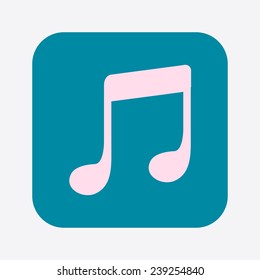 Music note icon. Musical symbol. Flat design style.