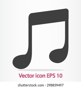 Music note icon. Musical symbol. Flat design style.