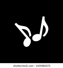 Music Note Icon On Black Background. Black Flat Style Vector Illustration.