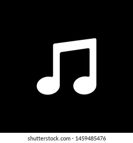 Music Note Icon On Black Background. Black Flat Style Vector Illustration.