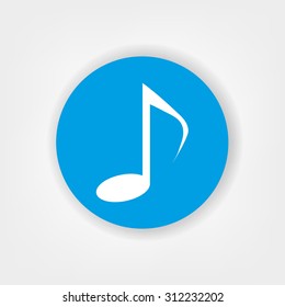 Music note icon on blue circle with shadow