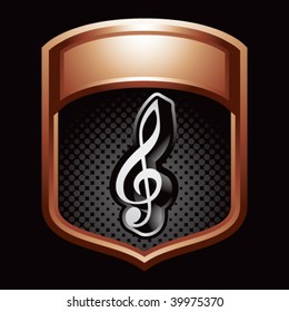 icono de nota musical en la pantalla de bronce