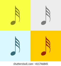 Music Note Icon on Four Different Backgrounds. Eps-10.