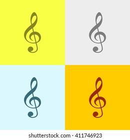 Music Note Icon on Four Different Backgrounds. Eps-10.
