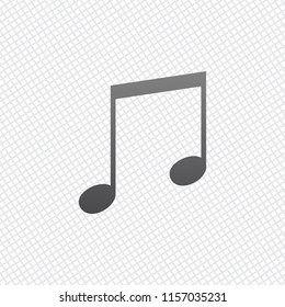 Music note icon. On grid background