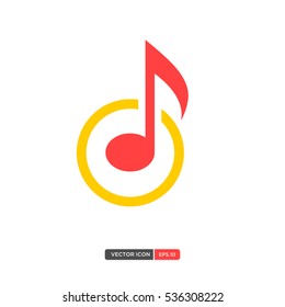 Music note icon on white background. Vector illustration eps 10