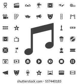 Music note icon on the white background. Set of cinema icons