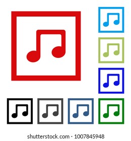 Music note icon outline transparent. Vector flat design icon.