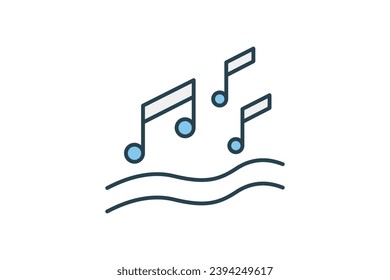 music note icon. icon related to party. flat line icon style. simple vector design editable