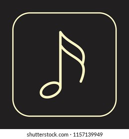 Music Note Icon. Semiquaver Sixteenth note. Musical symbol concept. Editable stroke flat icons. Simple thin line art logo. Golden Web app button. Vector illustration. 