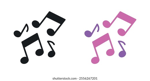 Music note icon set in black and colored versions.