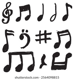 music note icon set in black and white
