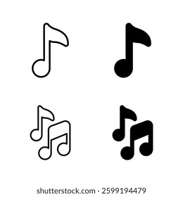 Music note icon set color editable on white background