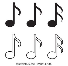 Music note icon set. flat illustration of vector icon