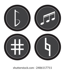 Music note icon set. flat illustration of vector icon