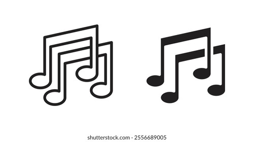 Music note icon set in Thin line black color.