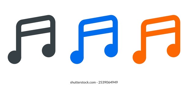 Ícone de nota musical definido com várias cores