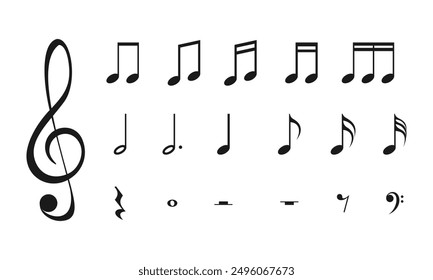 music note icon set vector illustration isolated on white background